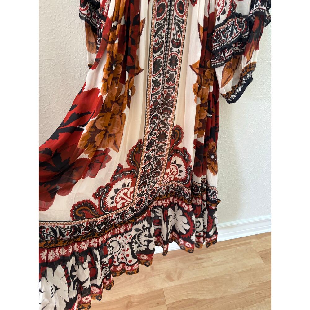 NWT FARM Rio Winter Tapestry Plunging Neck Maxi Boho Dress Medium $315 - Picture 7 of 9